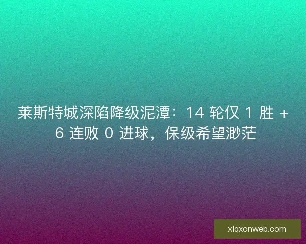 莱斯特城深陷降级泥潭：14 轮仅 1 胜 + 6 连败 0 进球，保级希望渺茫