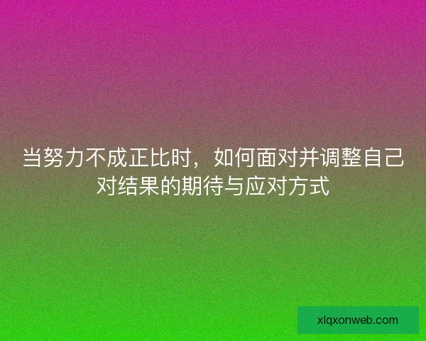 当努力不成正比时，如何面对并调整自己对结果的期待与应对方式